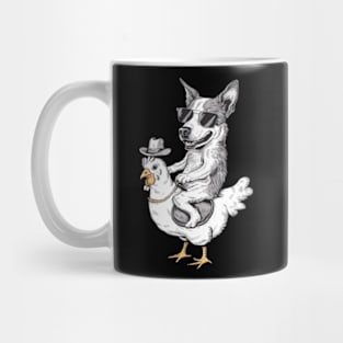 Paola Salome features a dog riding a small chicken Mug